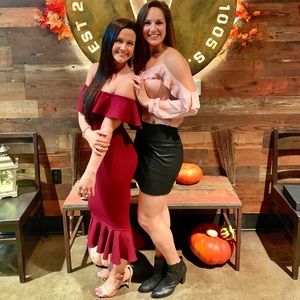 Burgundy Off Shoulder Midi Dress